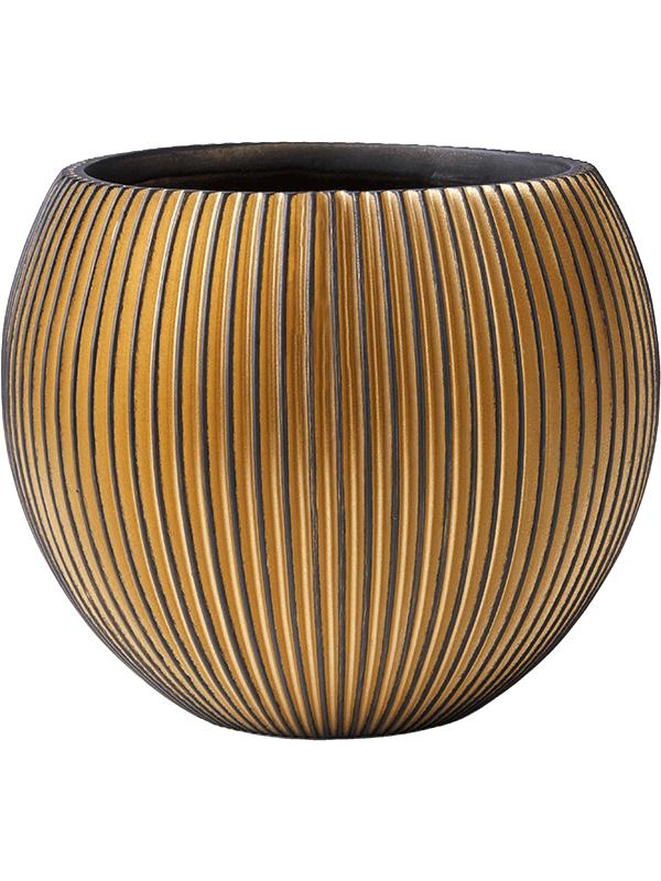 Кашпо Capi nature groove vase ball black gold D13 H10 см