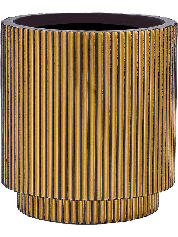 Кашпо Capi nature groove vase cylinder black gold D23 H25 см