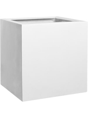 Кашпо Fiberstone block l glossy white L50 W50 H50 см