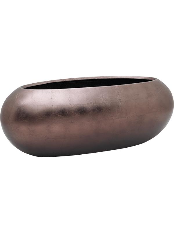 Кашпо Baq metallic silver leaf boat matt coffee L56 W23 H20 см