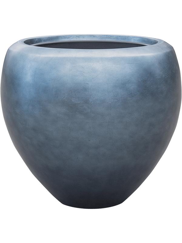 Кашпо Baq metallic silver leaf couple matt ice blue (с техническим горшком) D50 H45 см