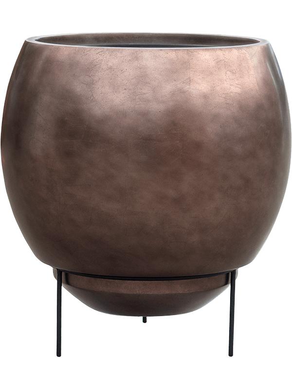 Кашпо Baq metallic silver leaf globe elevated matt coffee (с техническим горшком + foot) D48 H45 см