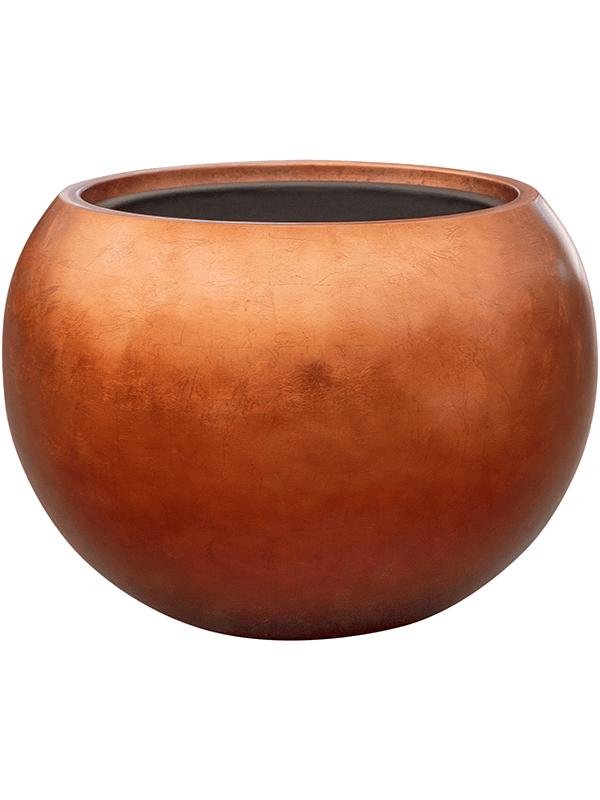 Кашпо Baq metallic silver leaf globe matt copper (с техническим горшком) D50 H37 см