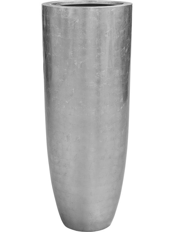 Кашпо Baq metallic silver leaf partner glossy silver (с техническим горшком) D46 H120 см