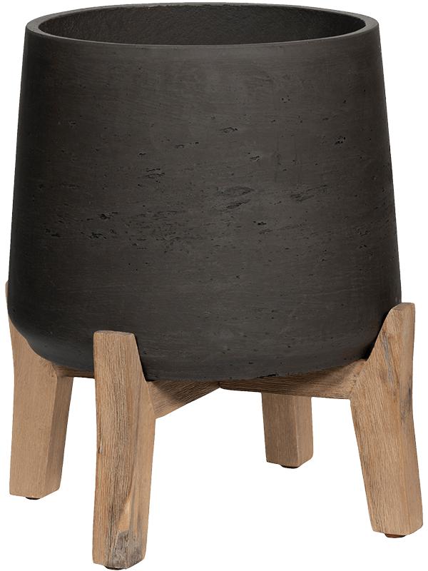 Кашпо Rough with feet low patt xxxl black washed D50.5 H57.5 см