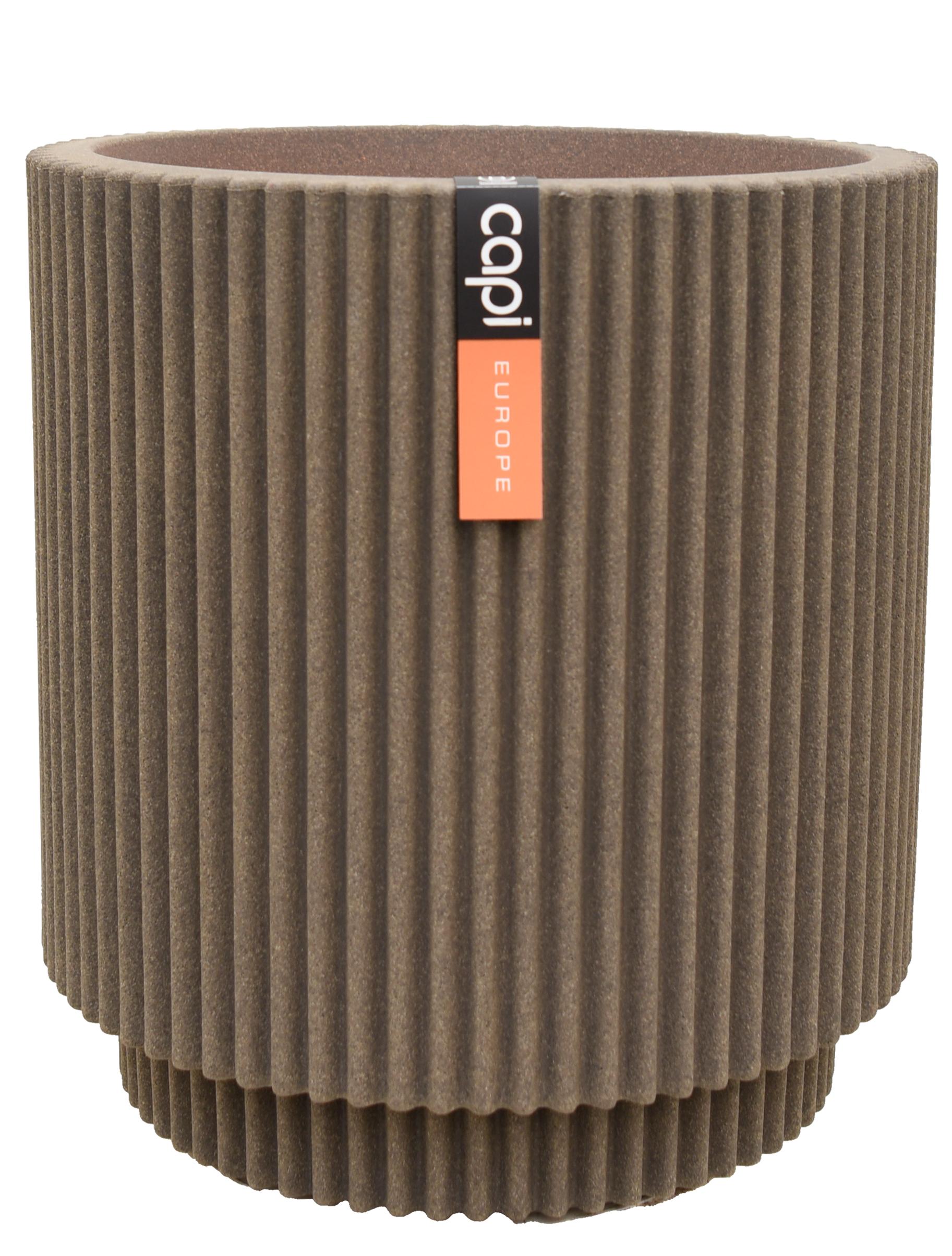 Кашпо Capi nature groove nl vase cylinder warm taupe D43 H46 см