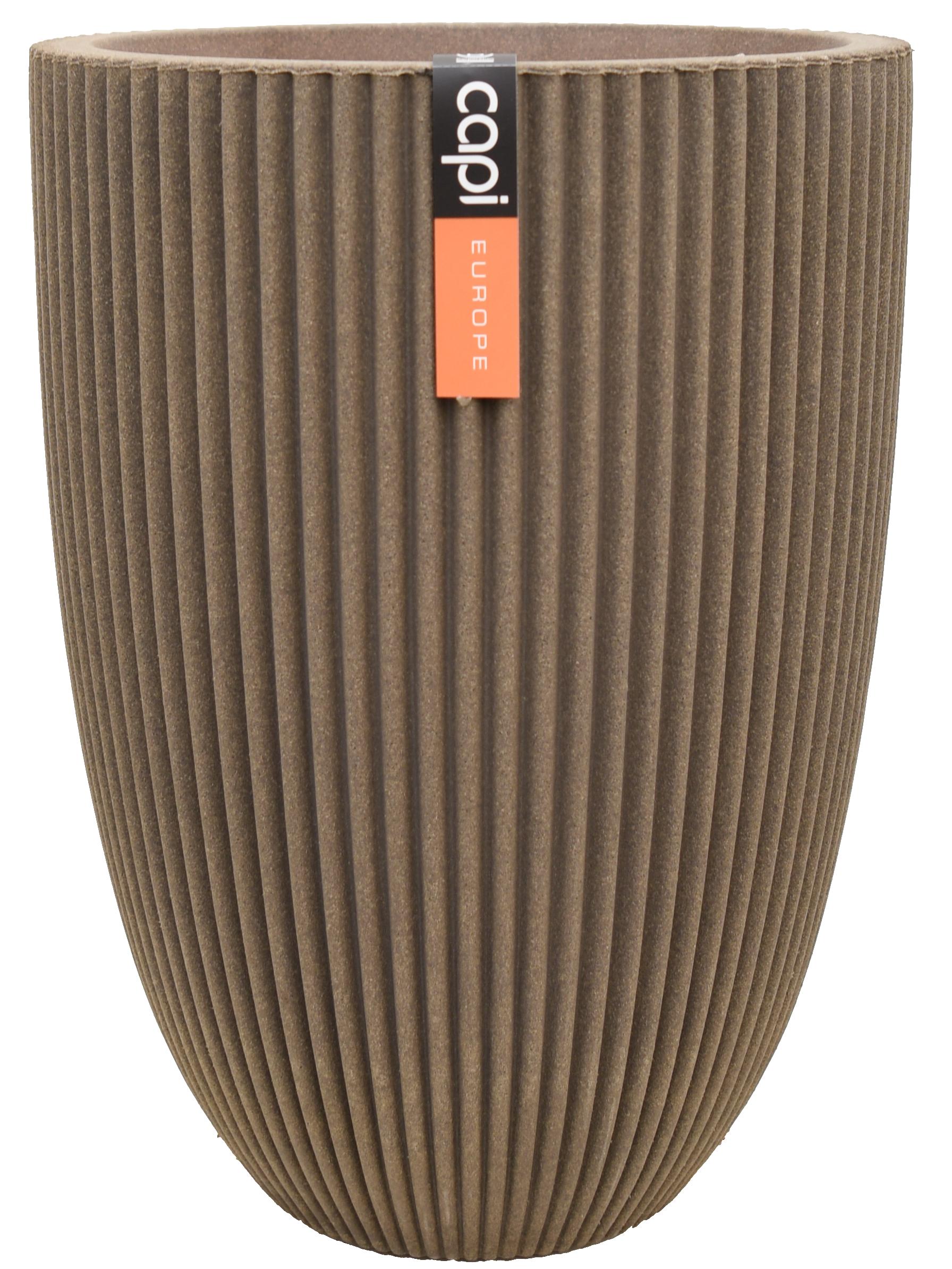 Кашпо Capi nature groove nl vase elegant low warm taupe D34 H46 см
