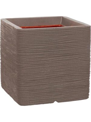Кашпо Capi nature rib nl planter square warm taupe L30 W30 H30 см