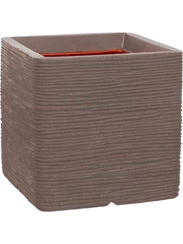 Кашпо Capi nature rib nl planter square warm taupe L40 W40 H40 см
