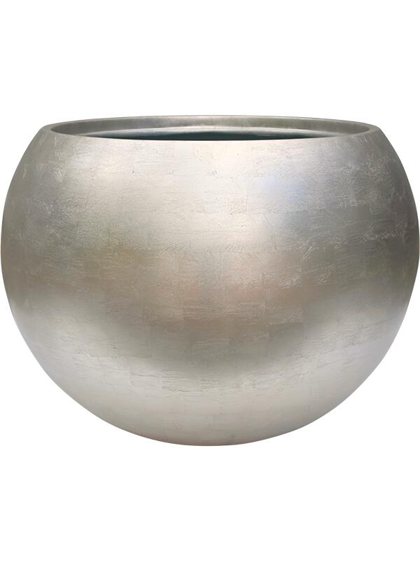 Кашпо Baq metallic silver leaf globe matt light champagne (с техническим горшком) D60 H43 см
