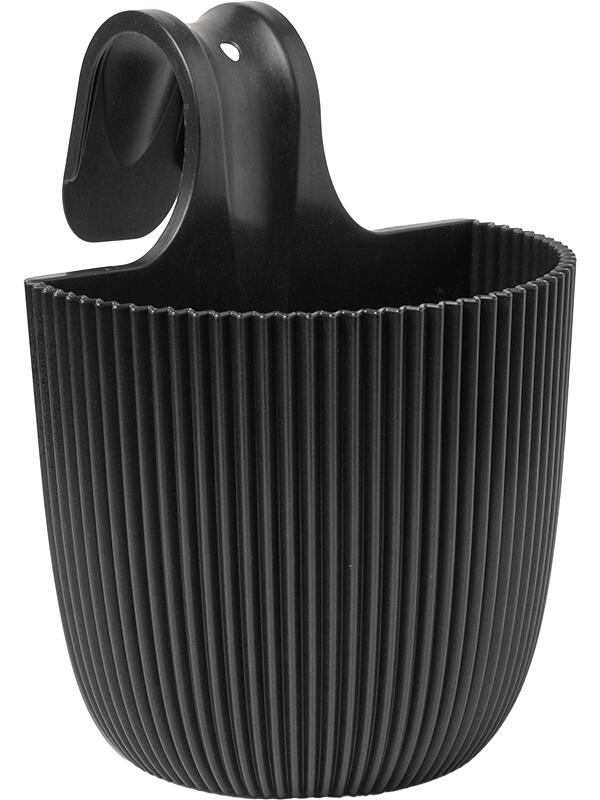 Кашпо Capi nature groove made with balcony hanger textile black D21 H28 см
