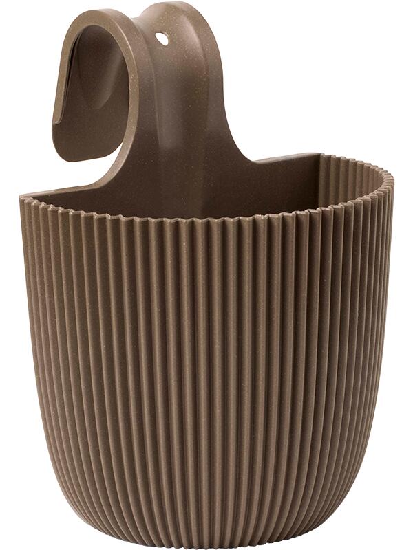Кашпо Capi nature groove made with balcony hanger warm taupe D21 H28 см