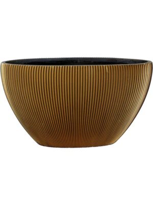 Кашпо Capi nature groove planter oval black gold L59 W14 H34 см