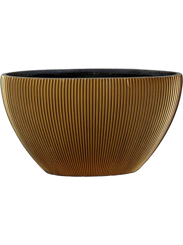 Кашпо Capi nature groove planter oval black gold L59 W14 H34 см