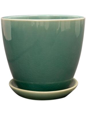 Кашпо с поддоном Rico pot with saucer sea green D14 H14 см