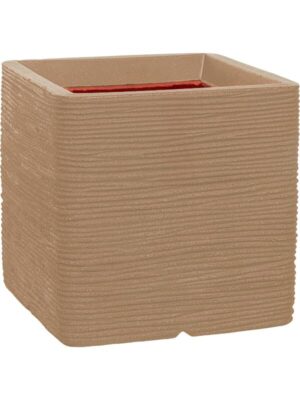 Кашпо Capi nature rib nl planter square beige L30 W30 H30 см