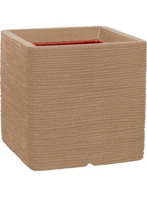 Кашпо Capi nature rib nl planter square beige L50 W50 H50 см